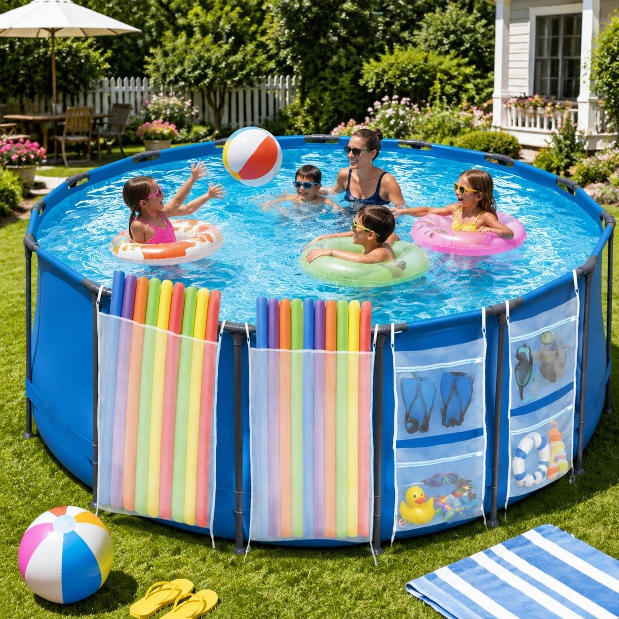 6-Pack Pool Float Storage Bags – Mesh Organizers for Noodles, Toys & Accessories