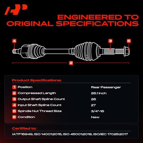 CV Axle Shaft Assembly Compatible with Polaris Ranger 500 Rear Passenger Side