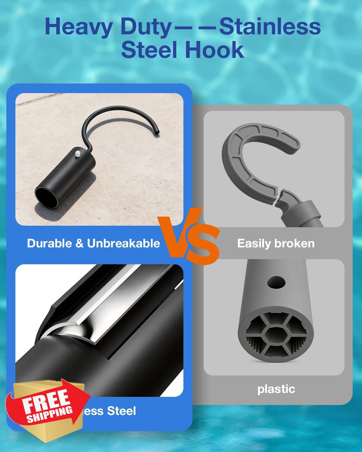 Robotic Pool Cleaner Hook for Telescopic Poles Retrieval