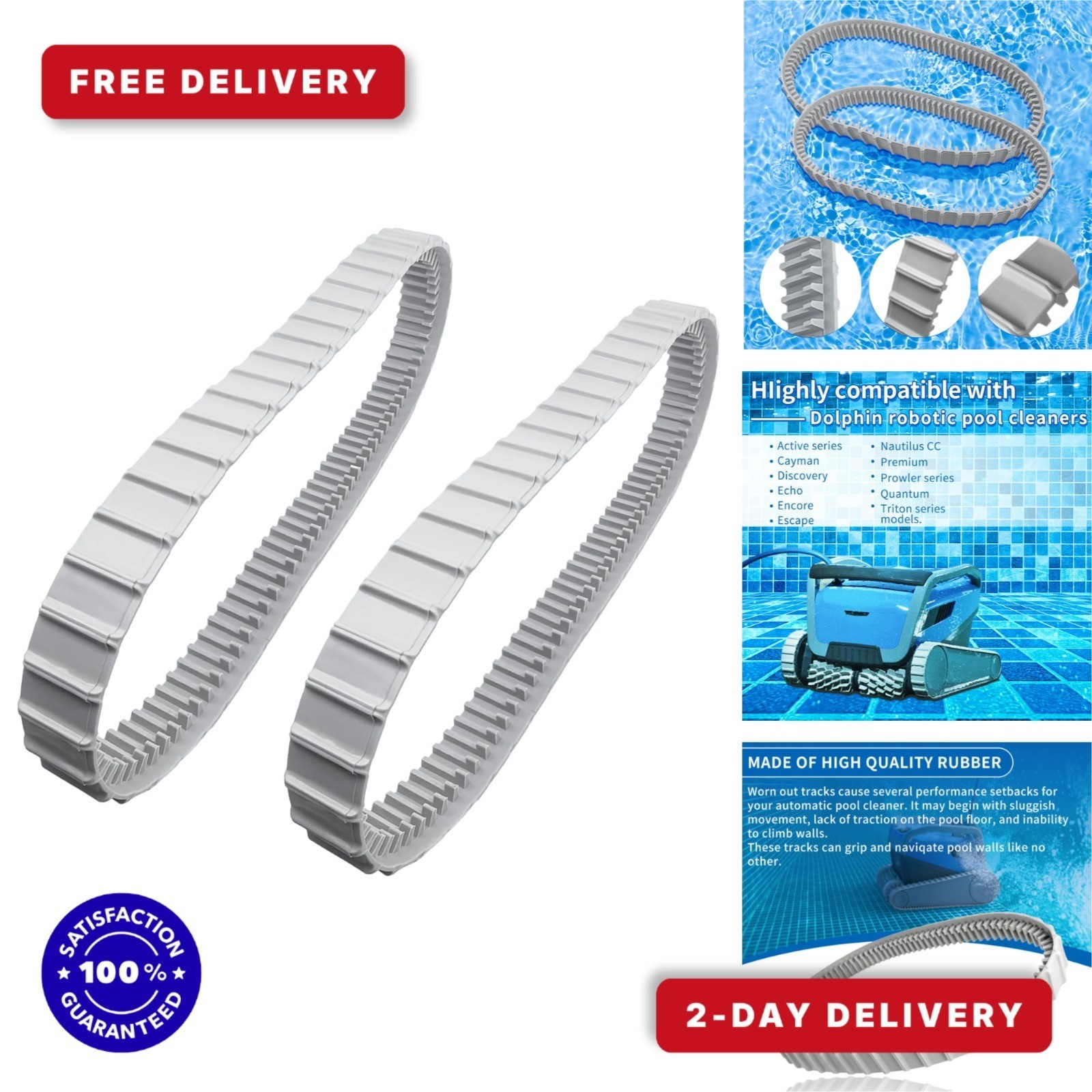 deawater Replacement Gray Tracks for Maytronics Dolphin Cleaners 9983152-R2