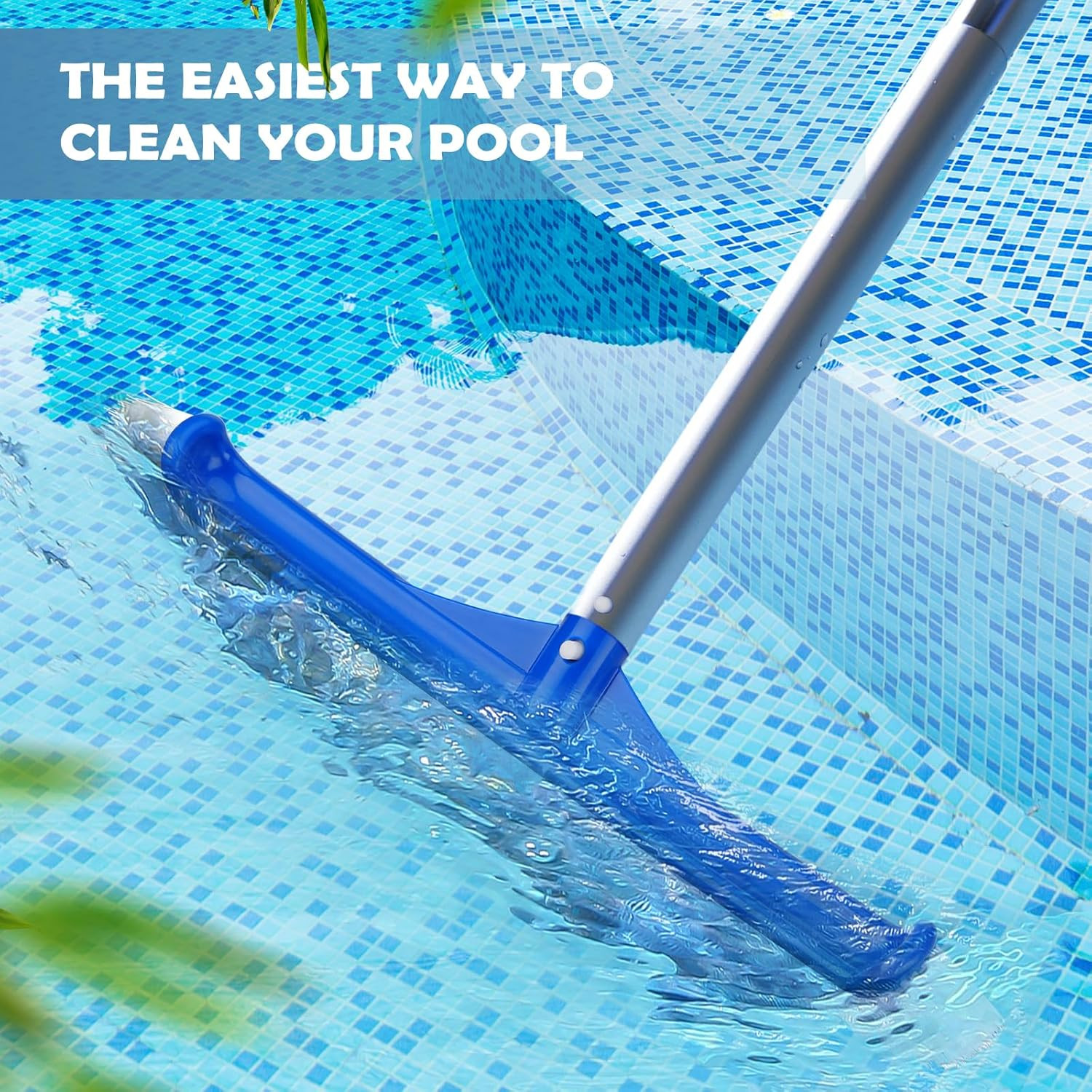 Pool Brush – 17&Prime; Pool Brush Head for Cleaning Pool Walls, Curved Ends High-Effic