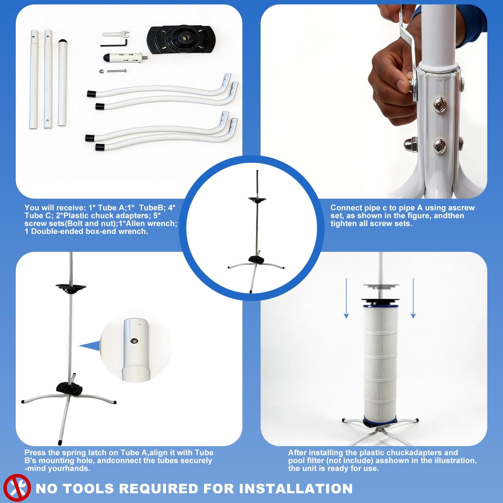 Yardova Pool Filter Cleaning Stand Upright Stand For Cartridge Filters Smooth