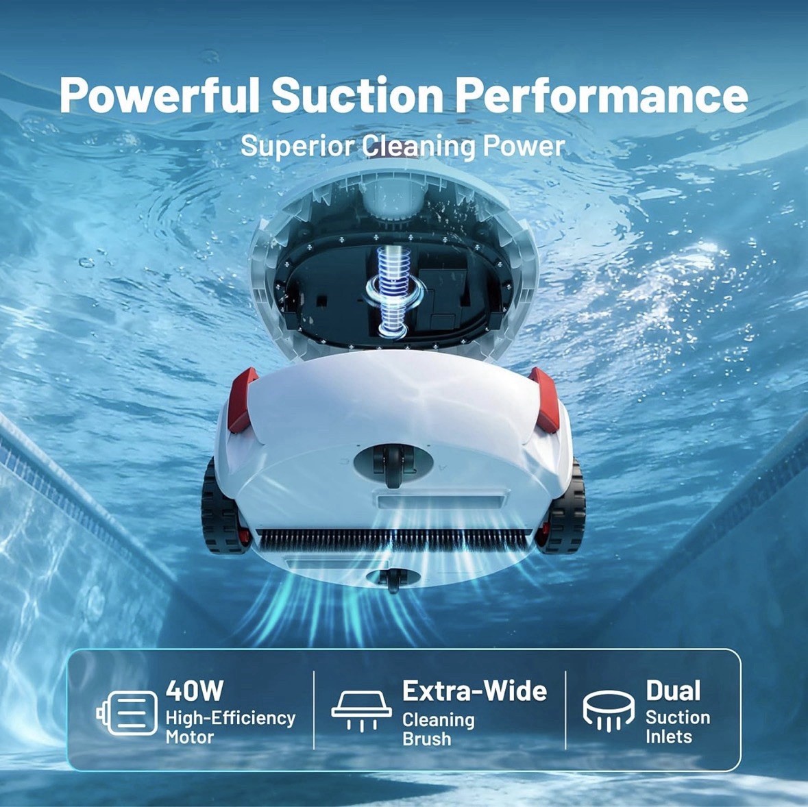 VONKO P10 Cordless Robotic Pool Cleaner, Above Ground Pool & Flat Inground Pool