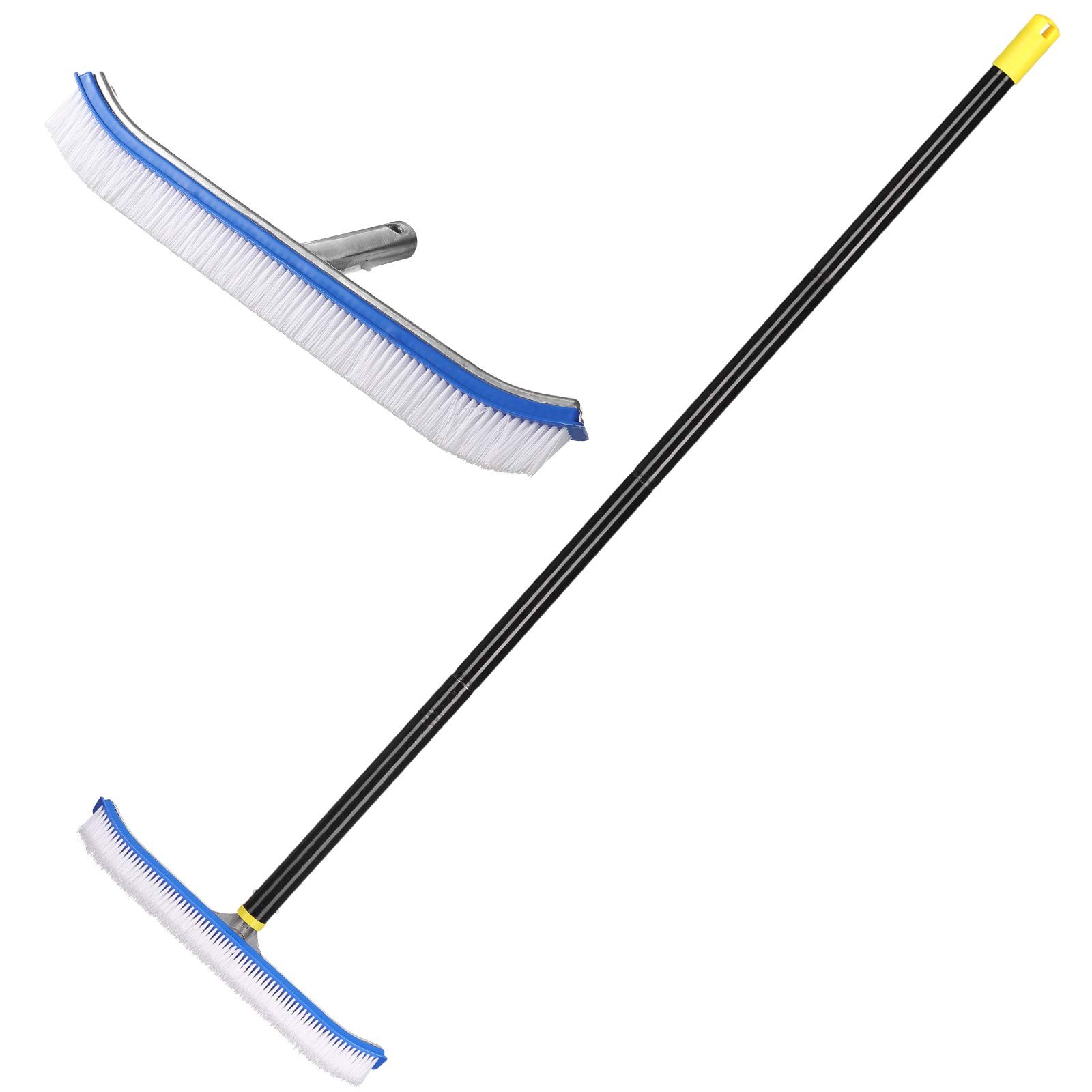 Swimming Pool Wall Tile Brush,18&Prime; Polished Aluminum Back Pool Scrub Brush Hea…