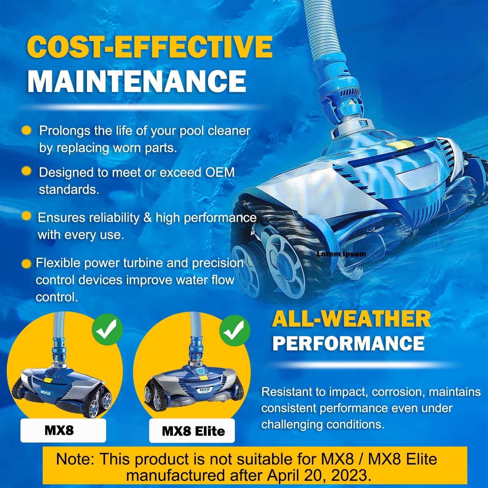Replacement Tune-Up Kit Fit forZodiac MX6 MX8 MX6EL MX8EL Black White Blue