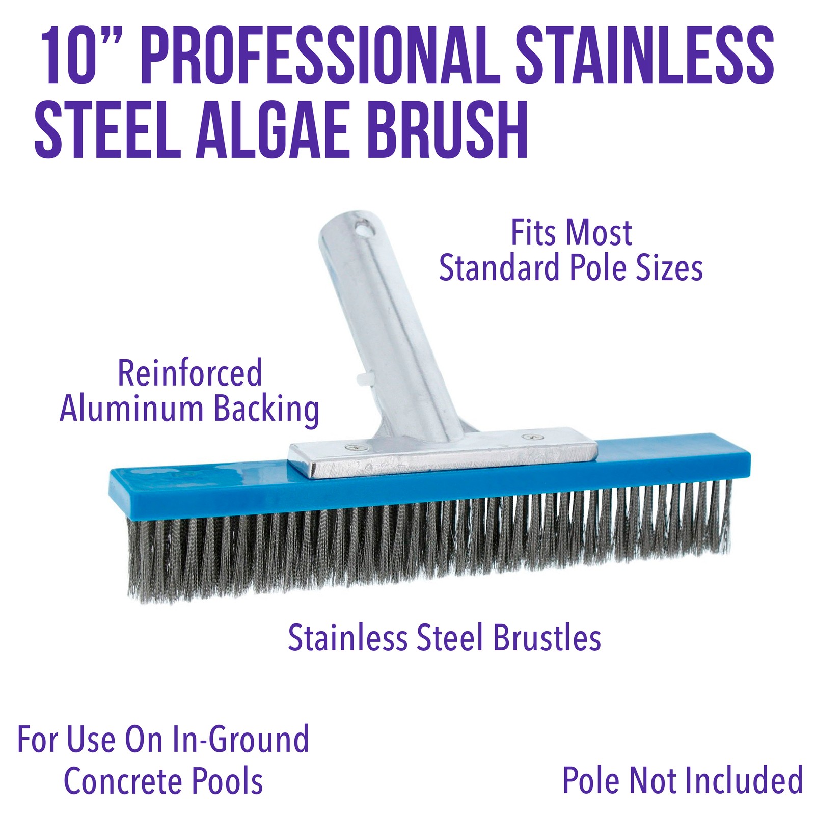Professional 10&Prime; Stainless Steel Swimming Pool Algae Brush