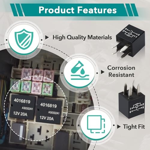 6 Pcs 4016819 Ultra Micro ISO Automotive Relay – 12VDC 20A 4-Pin SPST, Direct