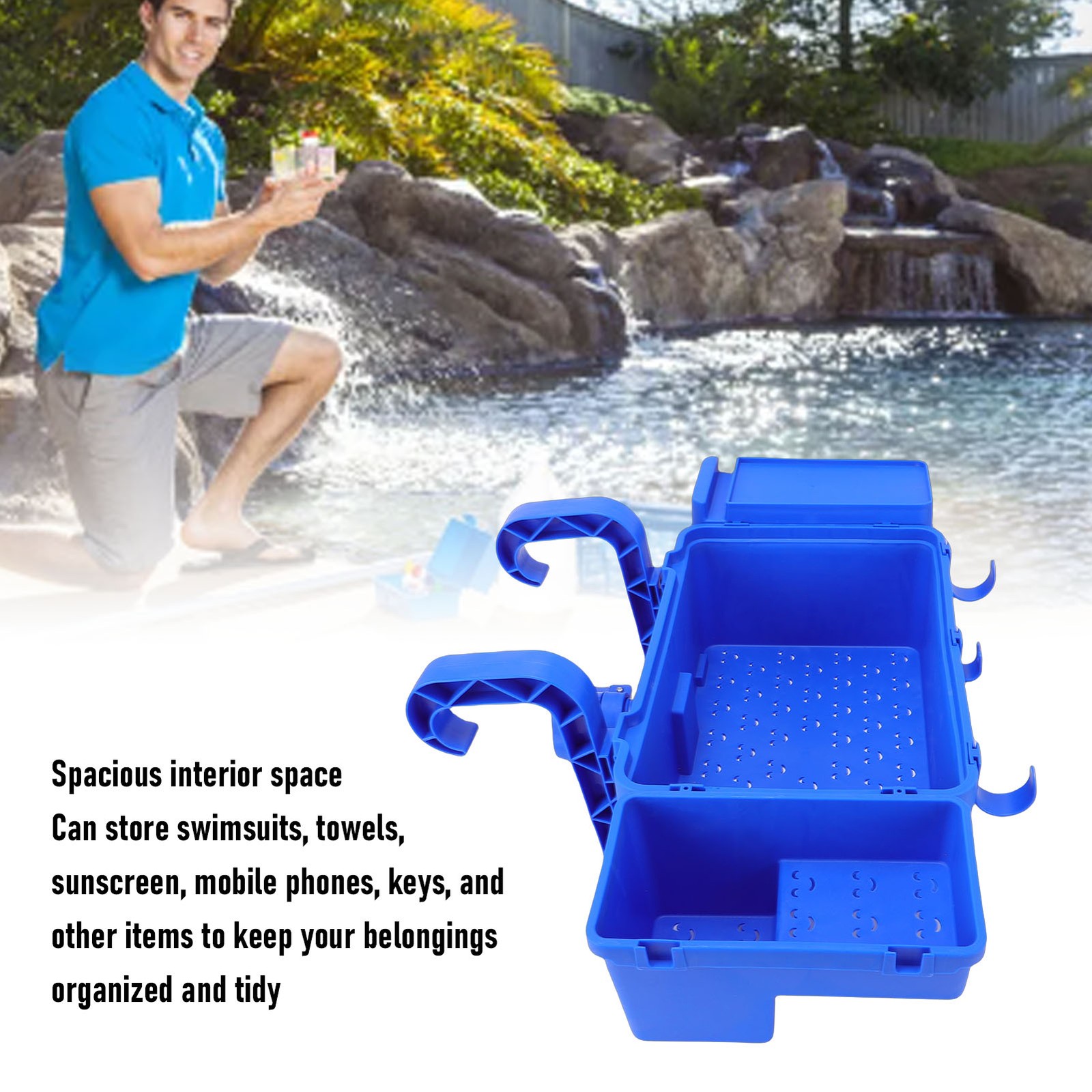 Poolside Storage Basket Detachable Hanging Organizer For Swimming Pool Beach NEW