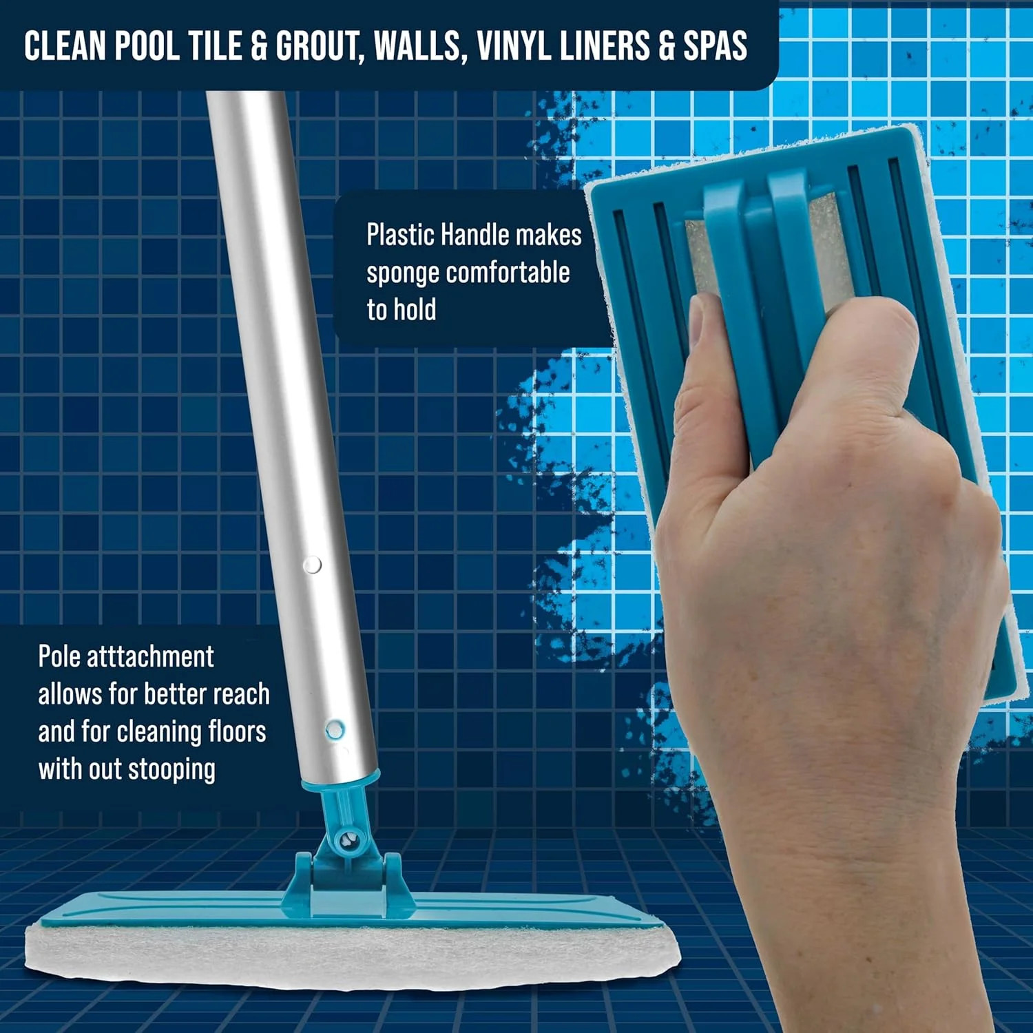 U.S. Pool Supply Hand-Held and Pool Pole Attachment Scrub Brushes – Surface Scru