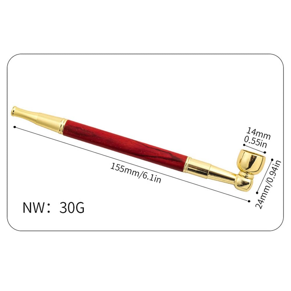 Wood Tobacco Pipe With Cleaner Tamper Tool Black Bag, 6 inch Smoking Red