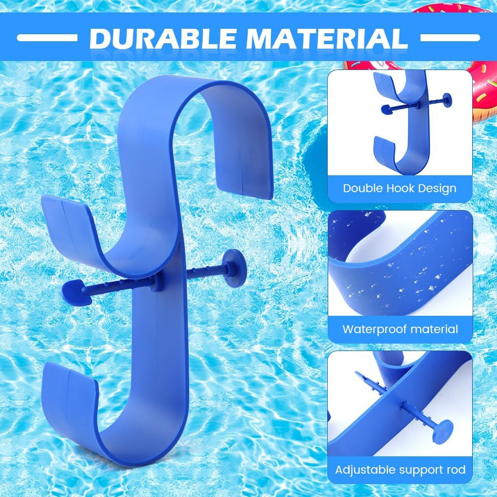Poolside Leaf Skimmer Net Holder with Dual Hooks for Storage