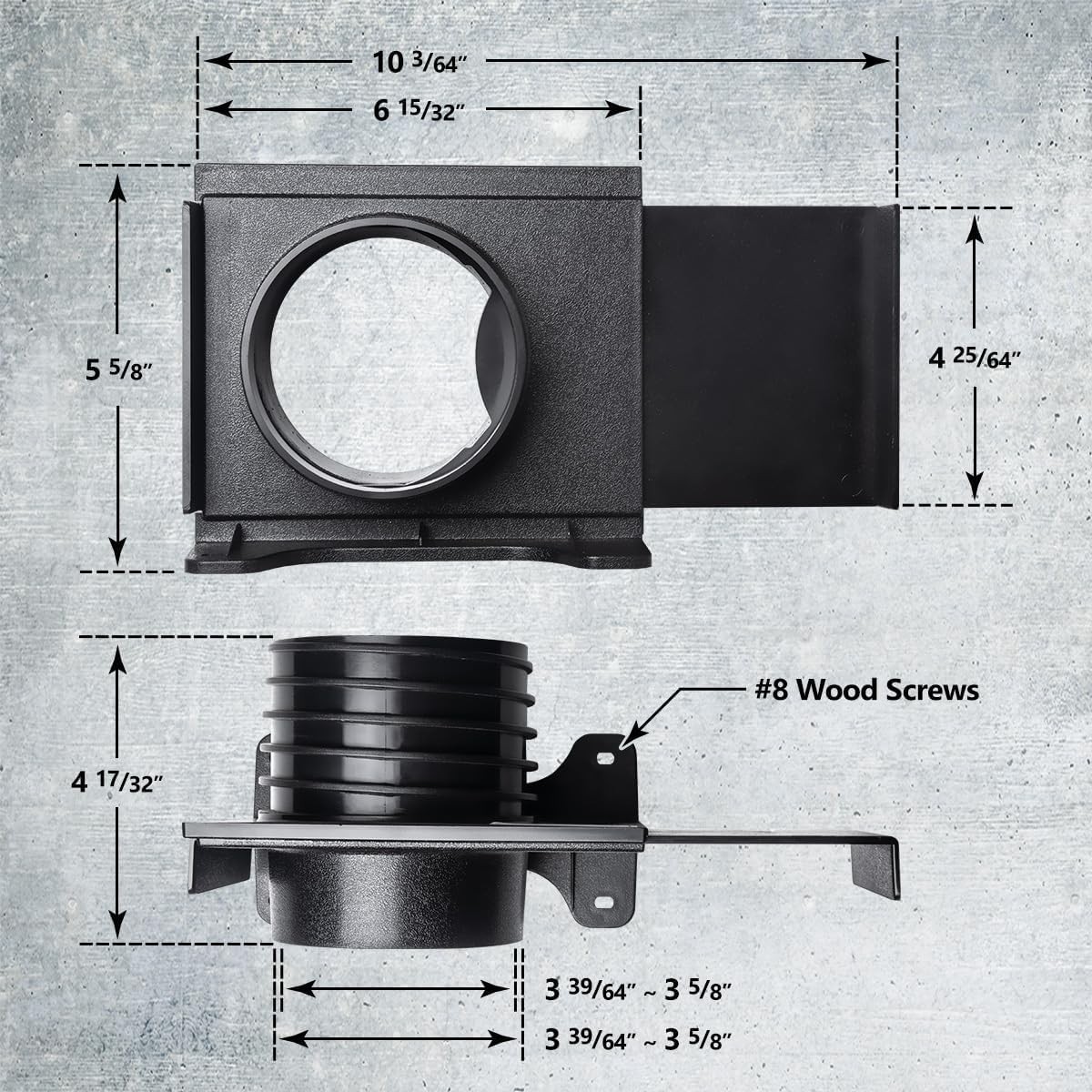 POWERTEC 70358-P4 4&Prime; Wall Mounting Threaded Blast Gate w/ Bracket Dust Coll.