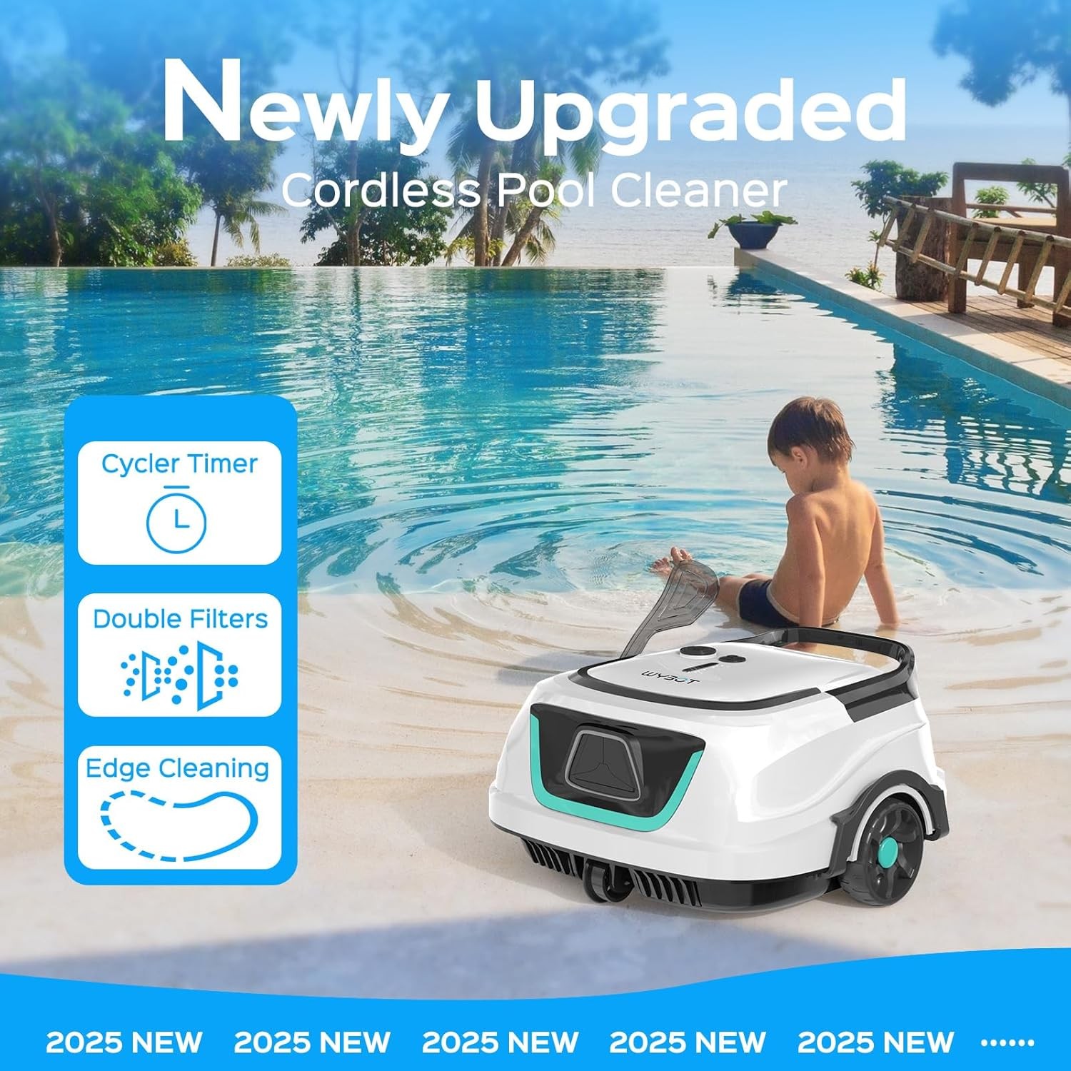 WYBOT A1 Cordless Robotic Pool Cleaner, Automatic Pool Vacuum Robot