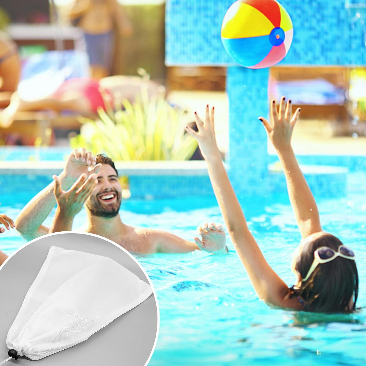 4Pcs Pool Vacuum Replacement Mesh Bag, Pool Leaf Vacuum Net Bag Fine Mesh with L