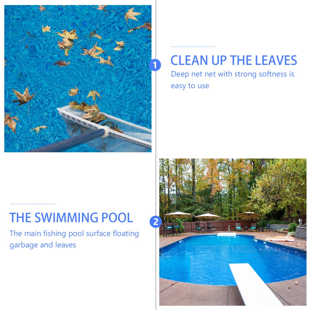 1 Set Pool Skimmer Kit Durable Plastic Blue with Removable Pole for Outdoors