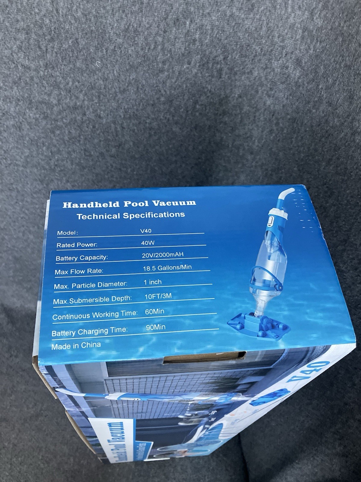 TEGUY V40 Handheld Pool Vacuum 40W 18.5GPM Dual Head for Above/In-Ground Pools