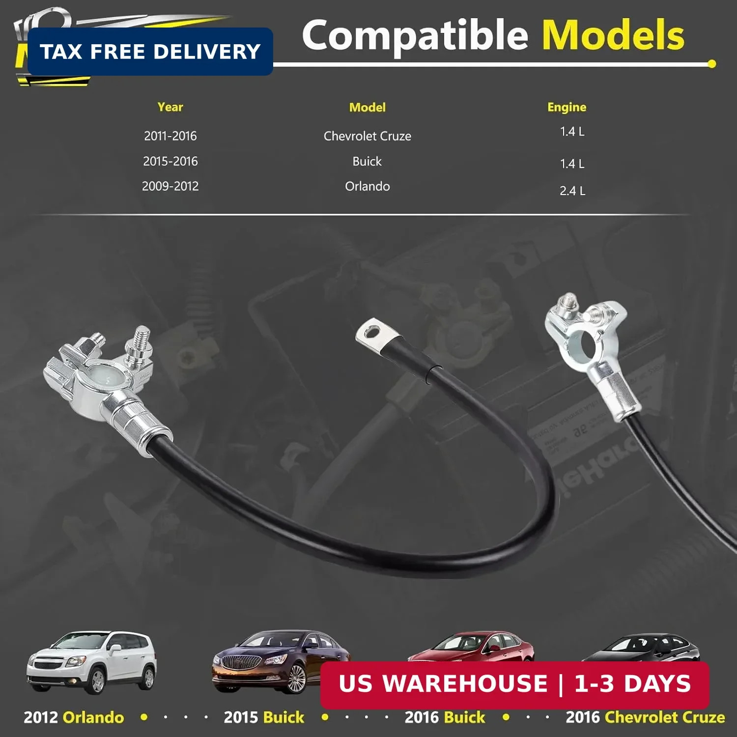 Negative Battery Cable Replacement Part Fit for 2009-2016 Motors Cruze Orlando V