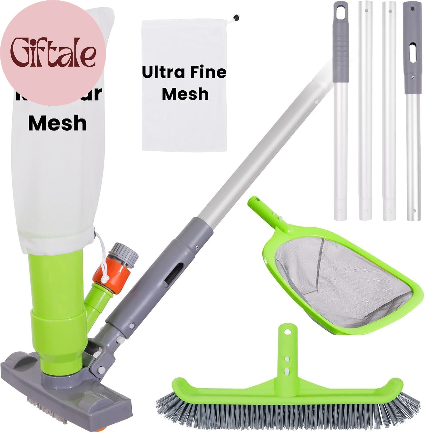 Deluxe Swimming Pool Cleaning Kit with Spa Jet Vacuum Cleaner,Brush, Semi-Deep S