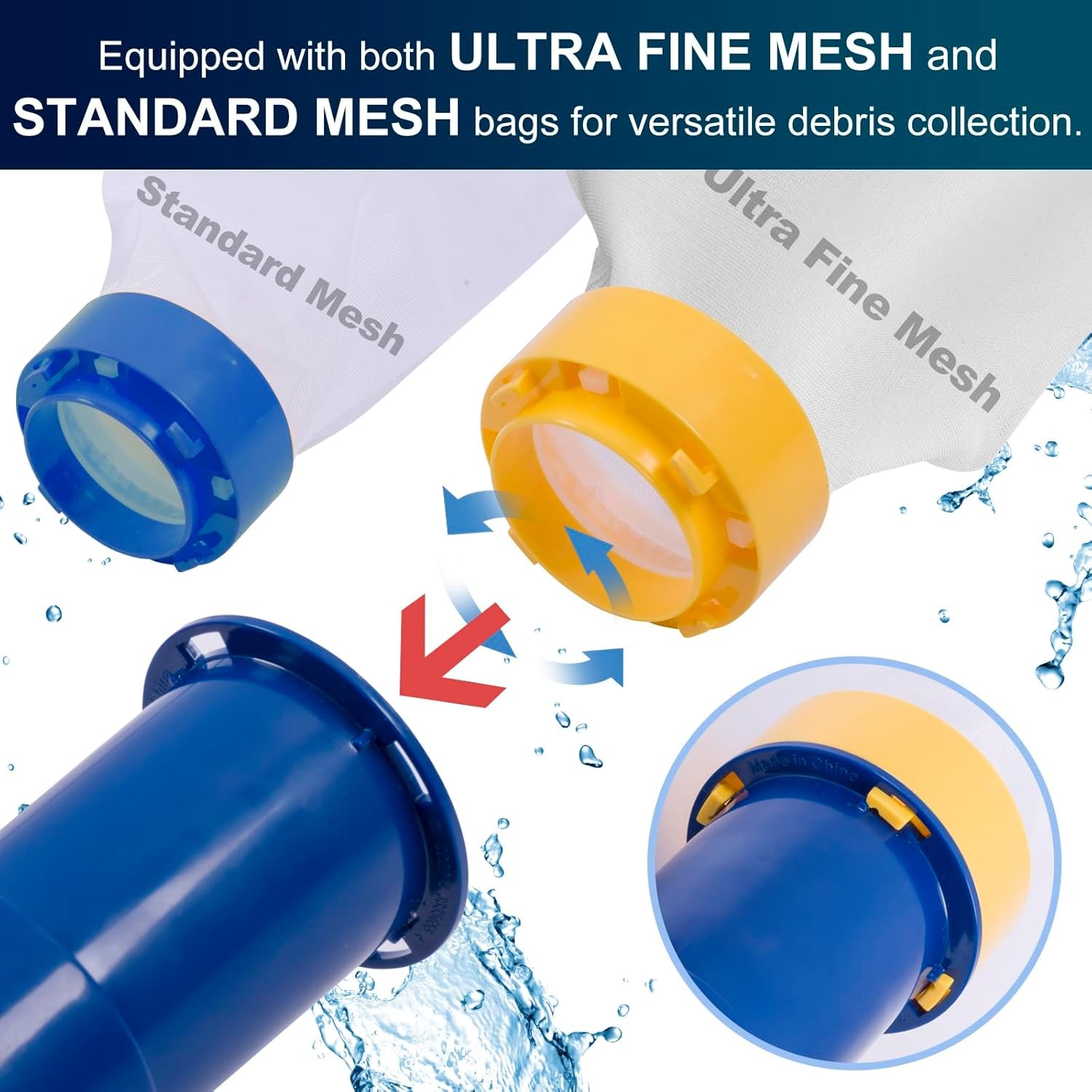POOLAZA Manual Pool Vacuum for Above Ground Pool(2025 Upgrade) with Fine Mesh Ba