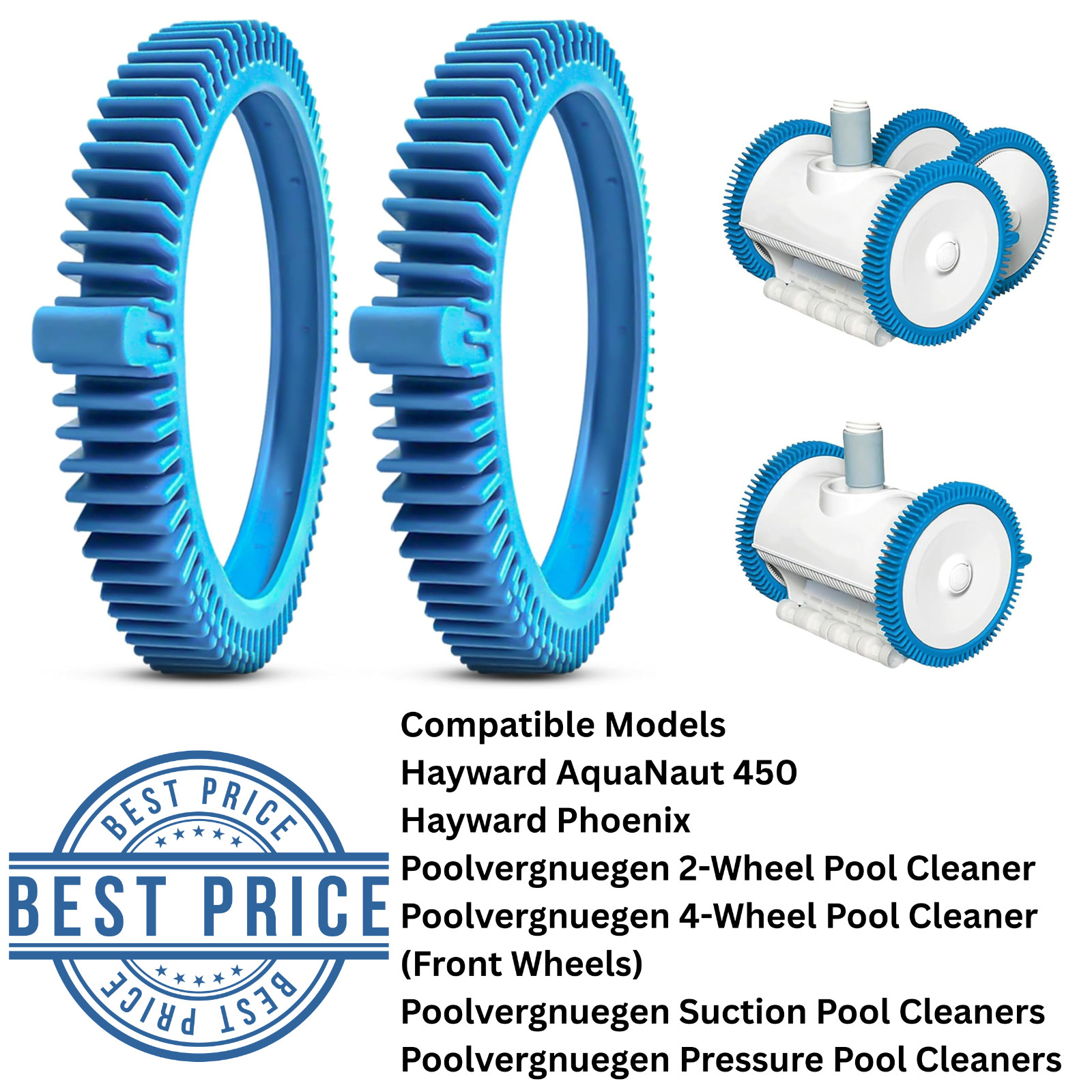 2 Pack Pool Cleaner Tires 896584000-143 w/Super Hump for Hayward Phoenix Poolver