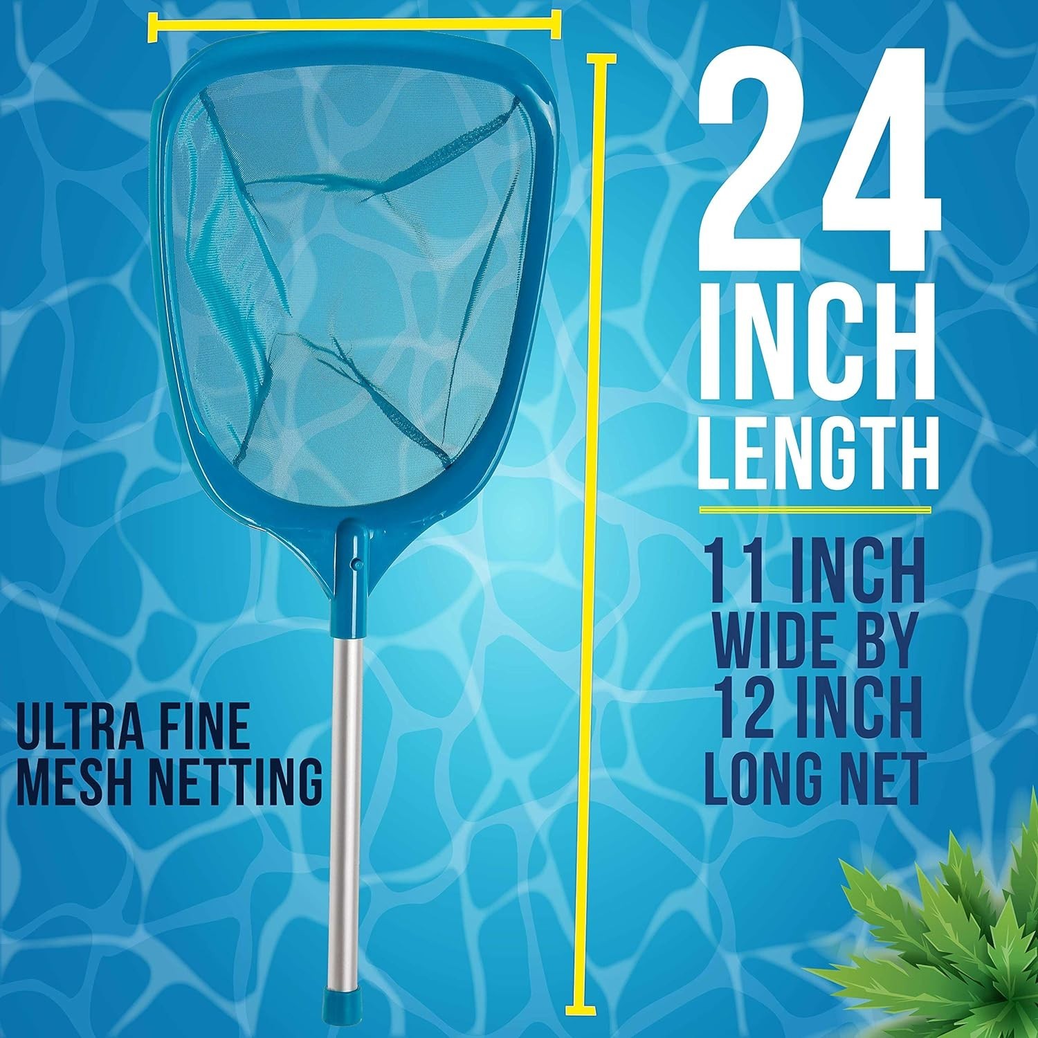 Professional Spa, Hot Tub, Pool Hand Leaf Skimmer Net with 12&Prime; Aluminum Pole – D