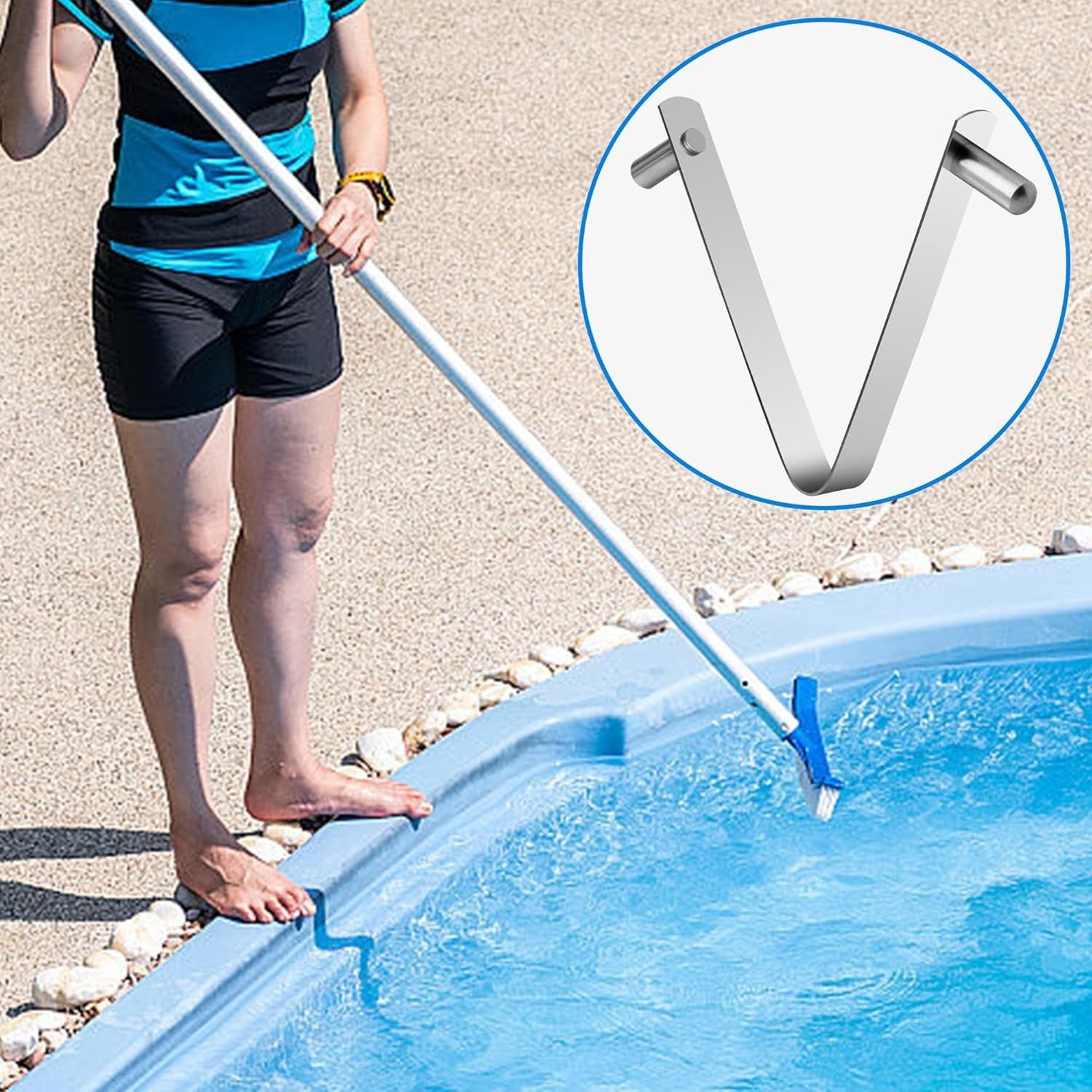 Compact Stainless Steel V-Clips – Universal Design for Pool Tools & Equipment
