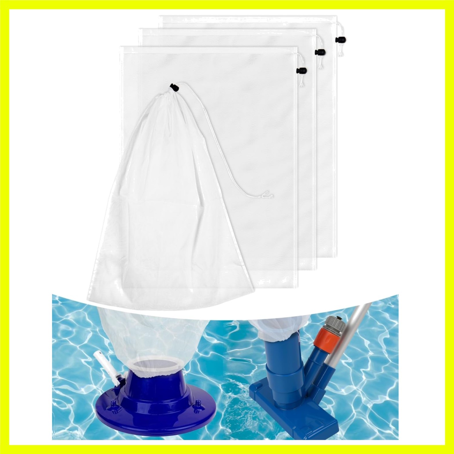 Large Size Pool Vacuum Bag Replacement 4PCS – 24x18in Fine Mesh Pool Vacuum N…