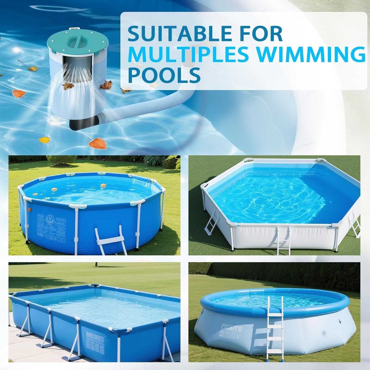 Swimming Pool Wall Mount Surface Skimmer Above Ground Pool Debris Cleaner Basket