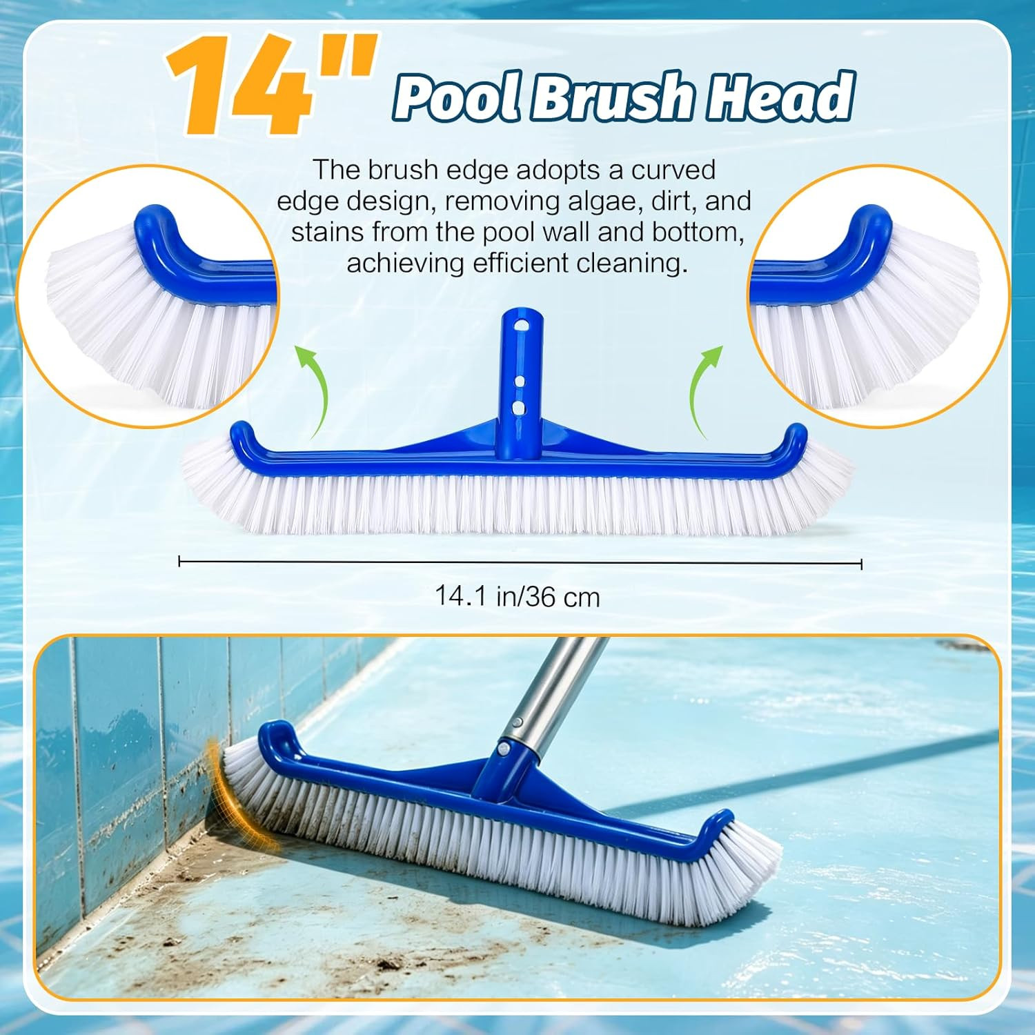 4-in-1 Pool Vacuum Cleaning Kit with 8.8ft Pole & Skimmer Nets for All Pools
