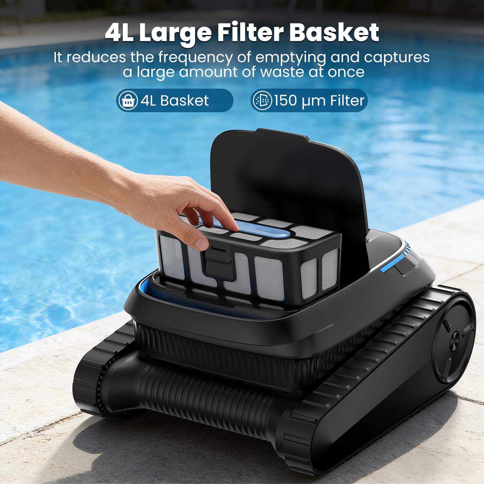 AIRROBO CP20 Wall Climbing Pool Robot for Floor Walls and Waterline, 120Min 4L