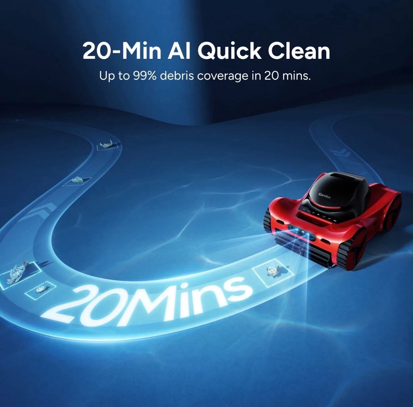 iGarden M1 AI Series Robotic Pool Cleaner Dual Camera In-Ground Red/Black