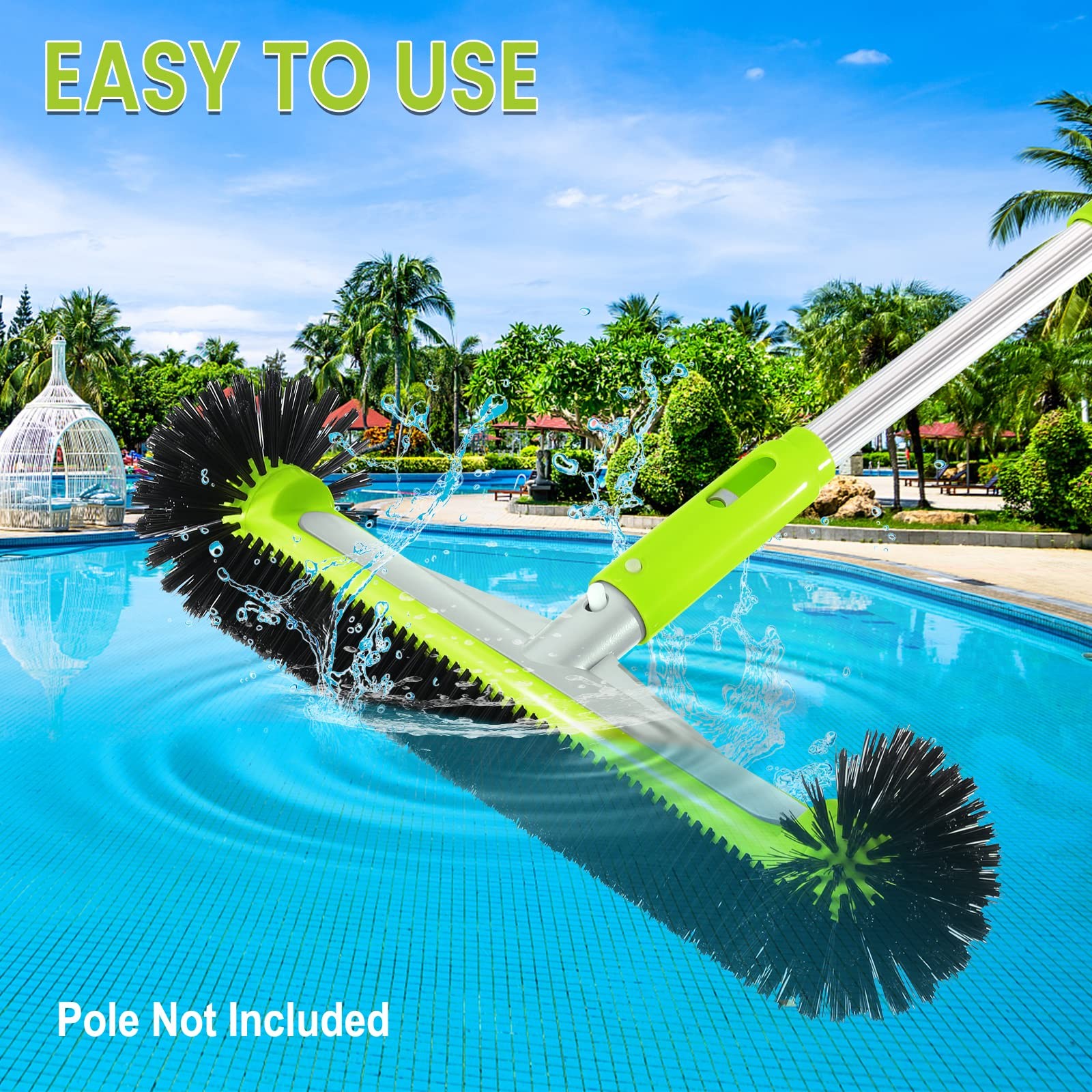 Swimming Pool Brush Head with Round Ends,17.5&Prime; Heavy Duty Aluminum Back Head …