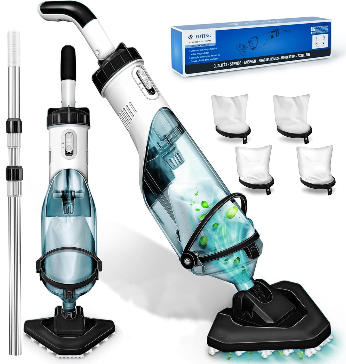 Cordless Above Ground Pool Vacuum, 19 GPM Handheld Spa Hot Tub Vacuum Cleaner