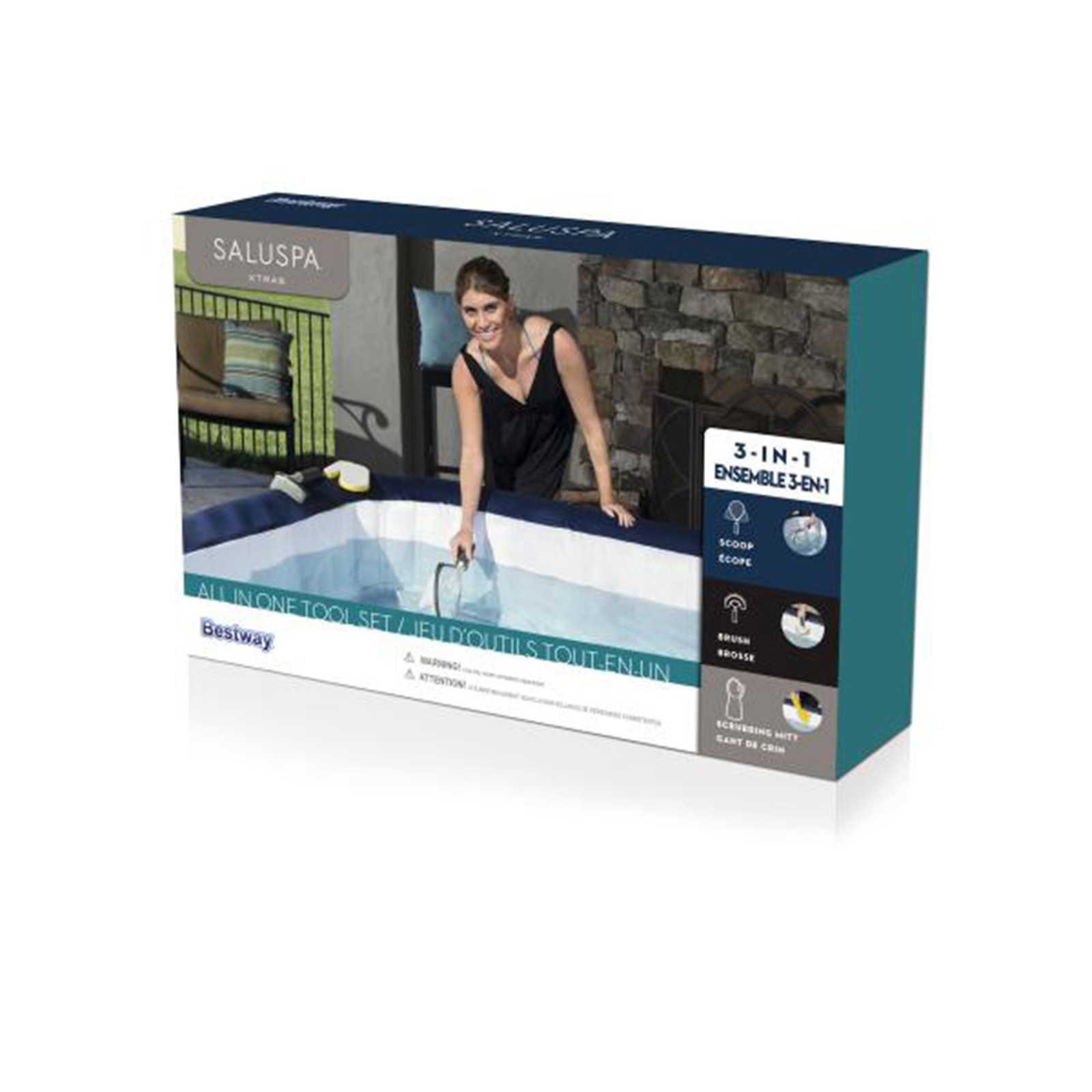 Bestway SaluSpa All-in-One Cleaning Tools for Spa w/ Net, Brush, & Scrubber Mitt