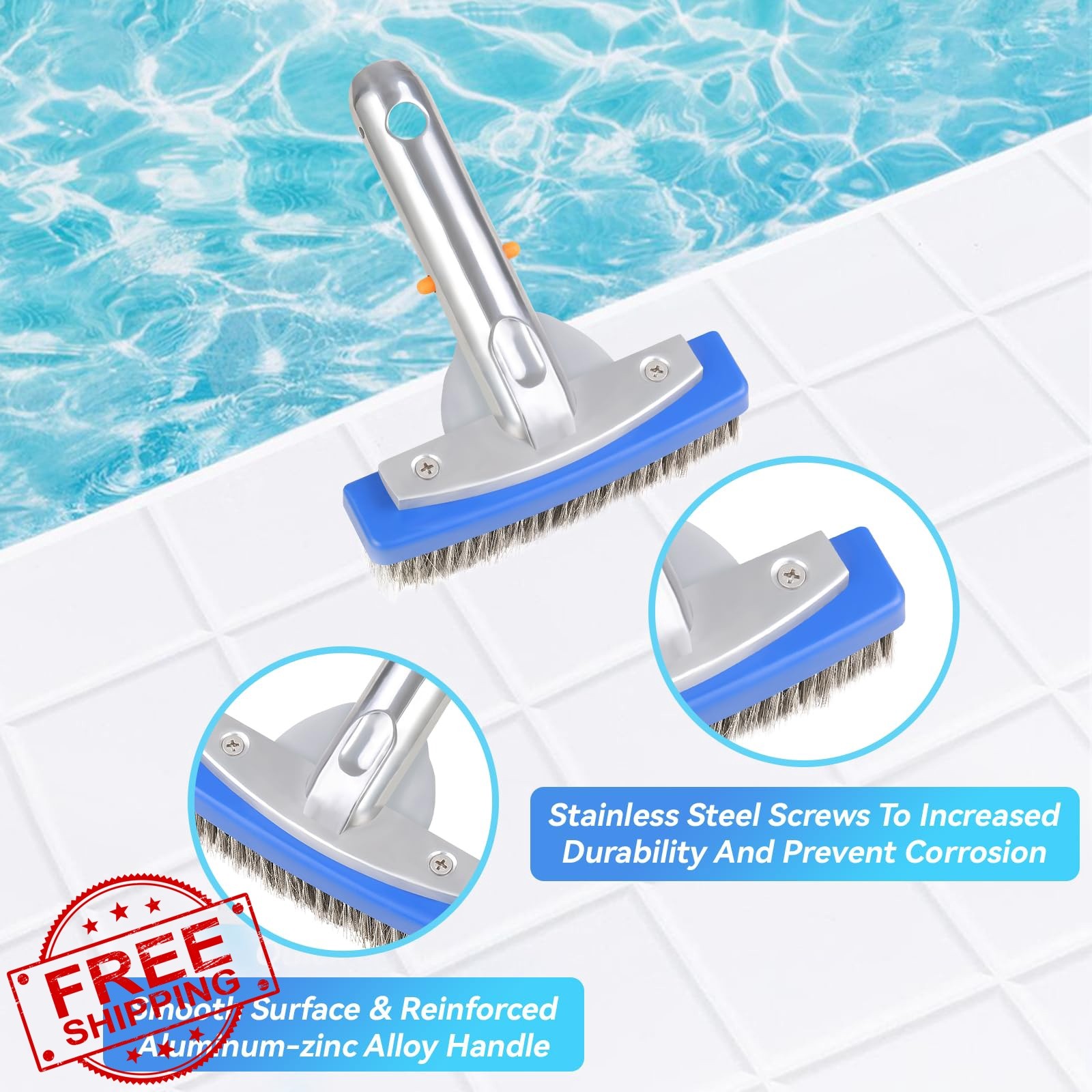 AQUAFLY 5 inch Stainless Steel Pool Brush