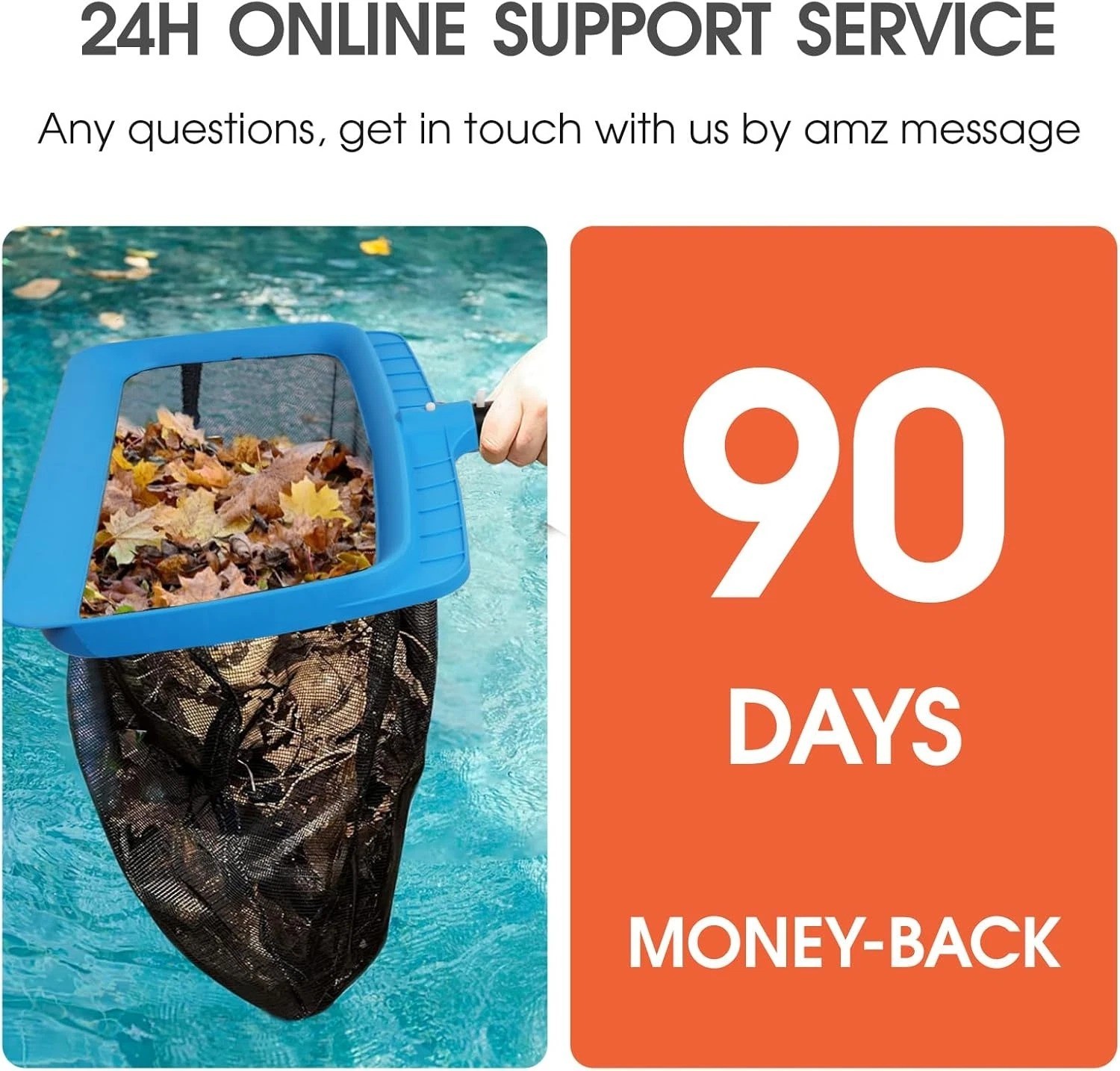 Pool Skimmer Net with Self-Repair Fine Nylon Mesh Bag, Pool Leaf Rake for above