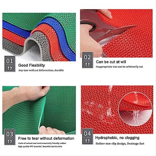 Drainage Non Slip Flooring Mats Swimming Pool Bathroom 0&Prime;L x 0&Prime;W x 0&Prime;Th Blue
