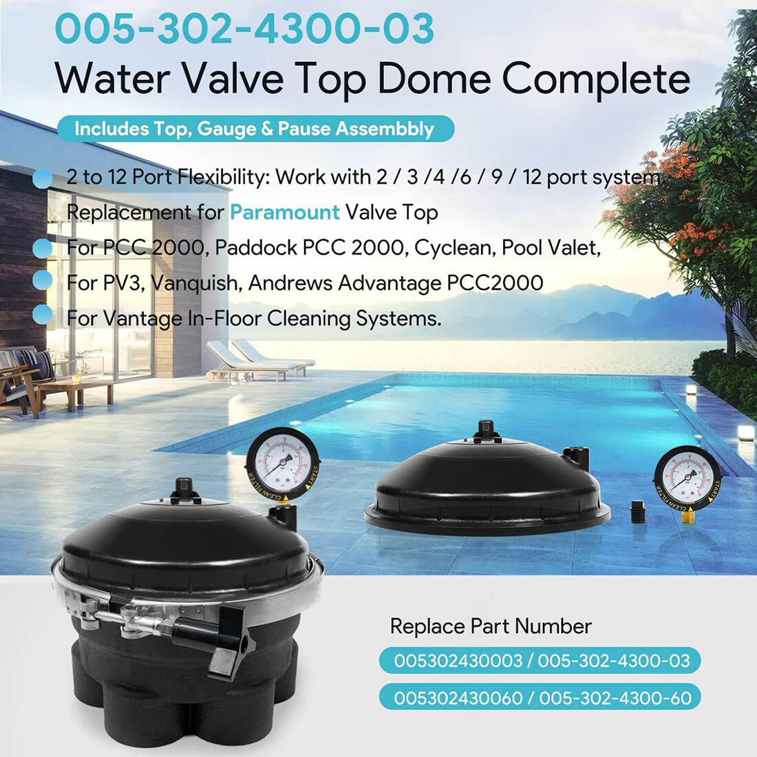 Top Module Cover for Paramount Water Valve with Pressure Gauge 005-302-4300-03