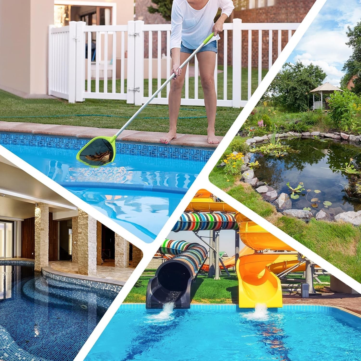 Swimming Pool Skimmer Net 57 inches, Leaf Rake Net with 4 Section Telescopic …