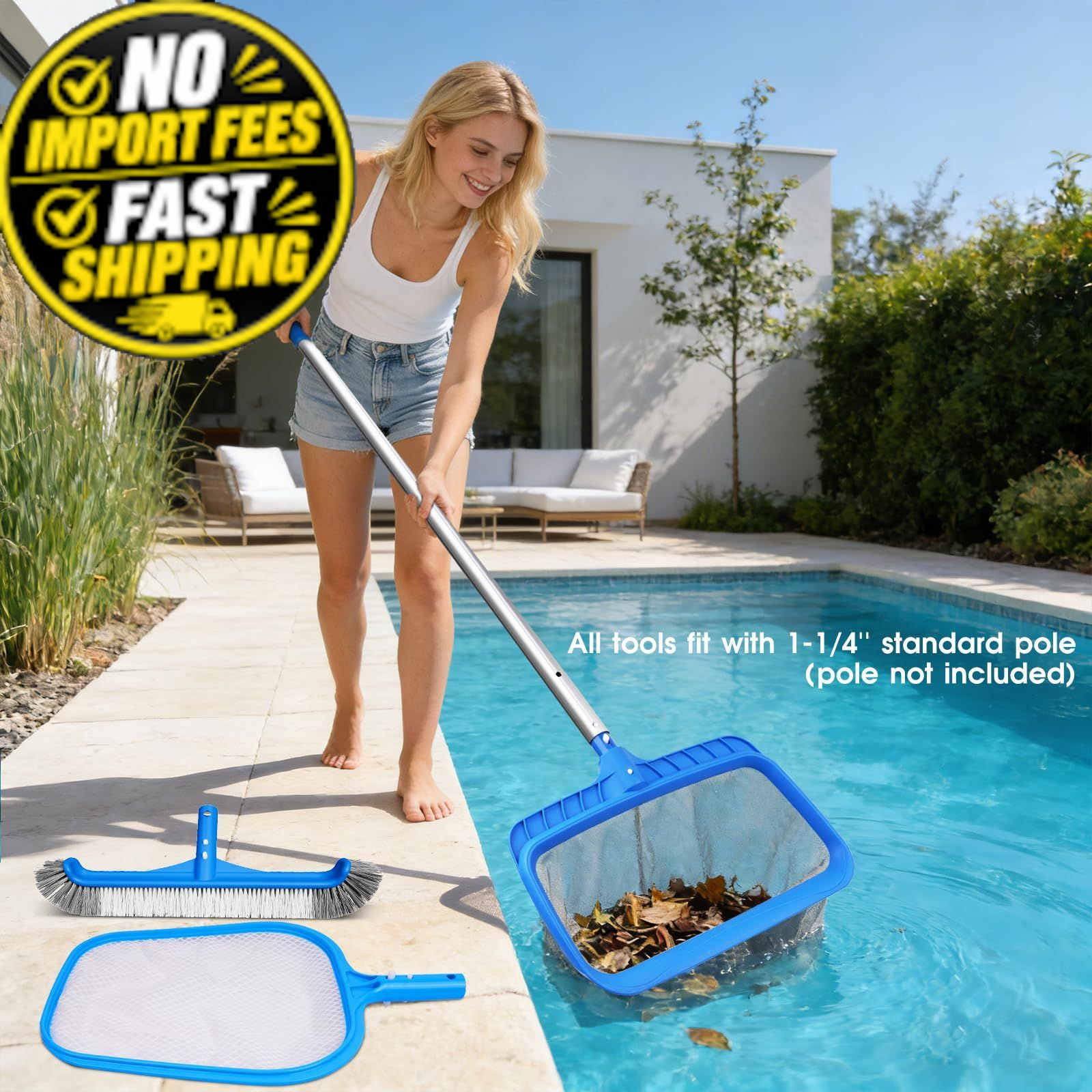 3-in-1 TidyMister Pool Cleaning Kit – 18 » Set(without pole), Blue