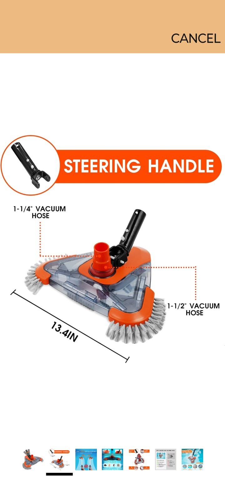 2026 Enhanced TidyMister Pool Vacuum Head with Wheels,Steering Triangle