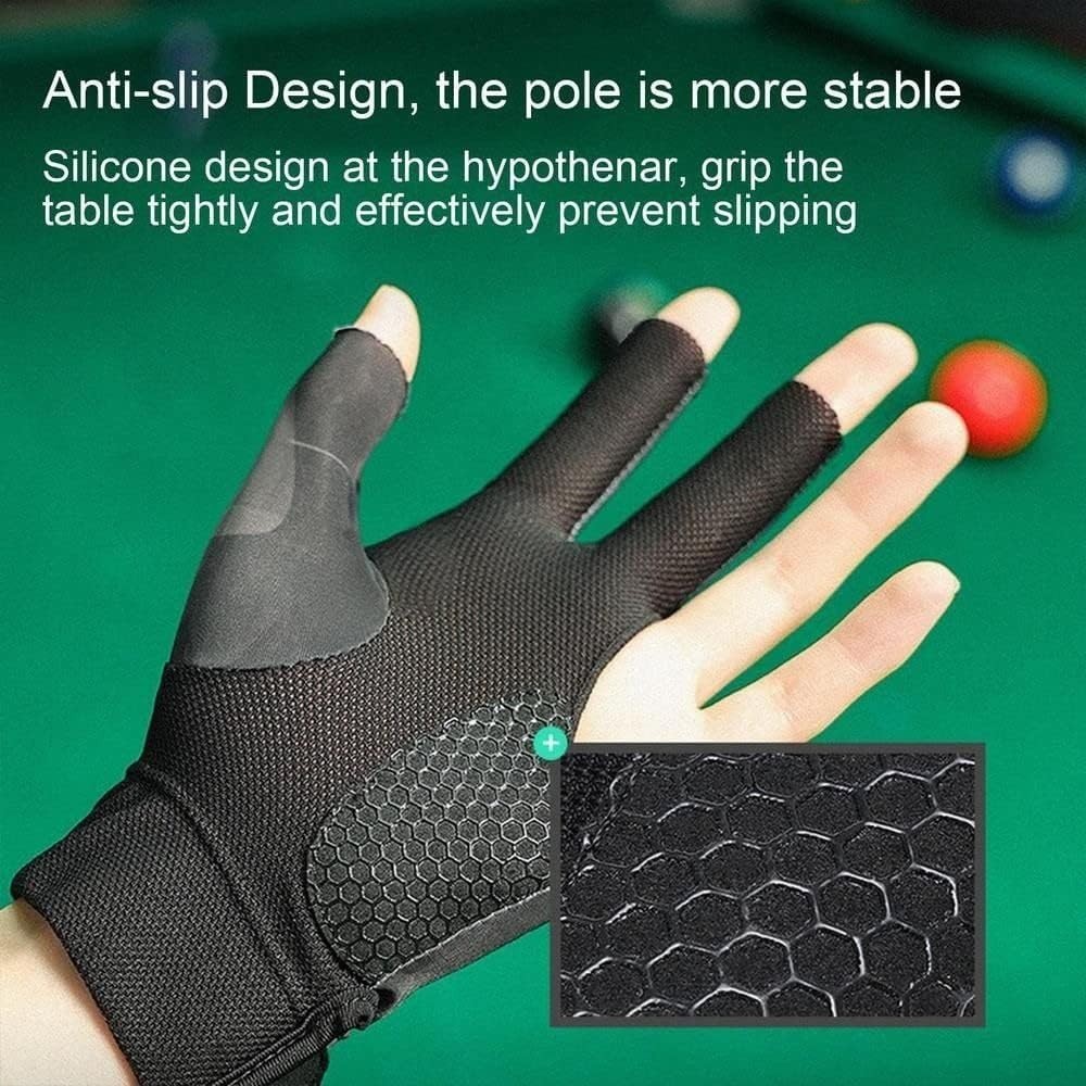 2 PCS Breathable Pool Gloves, Spandex Snooker Left Hand Three Fingers Glove, …