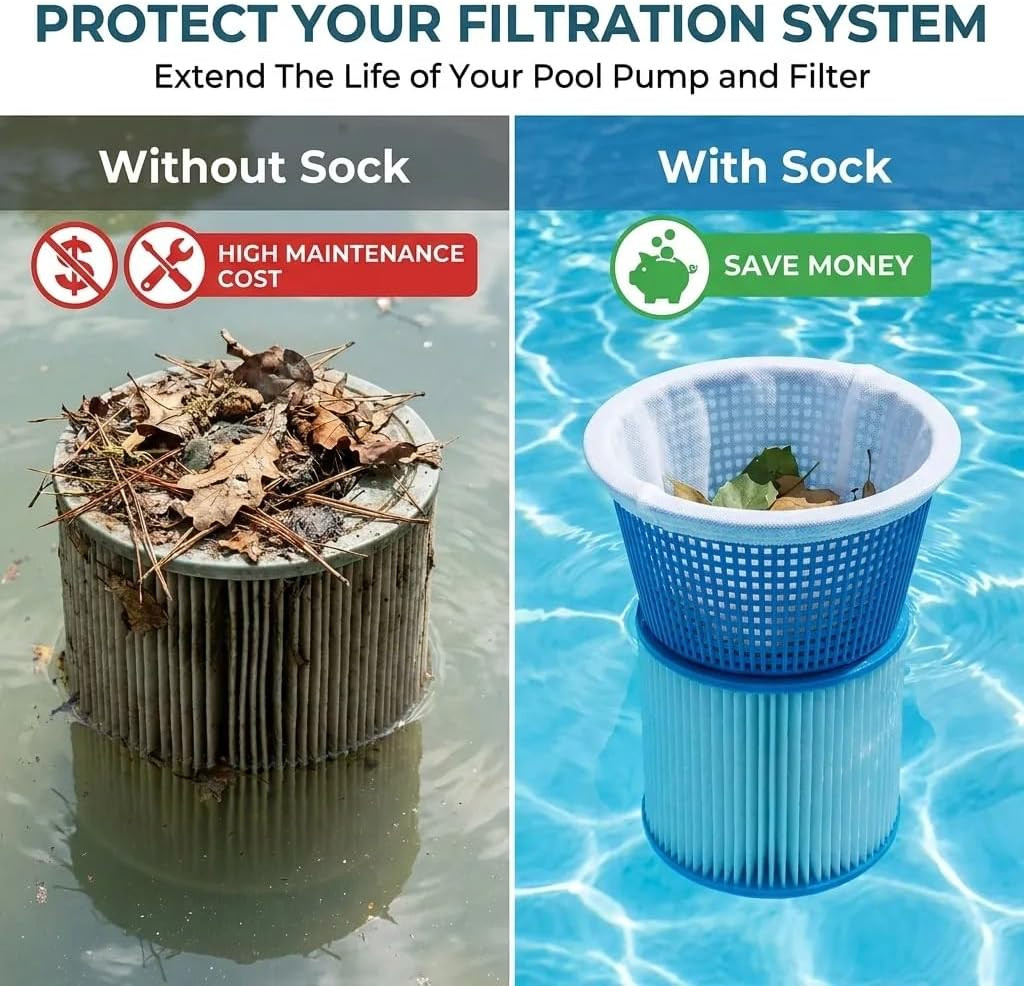 100 Pack Pool Skimmer Socks – Ultra Fine Mesh Filter for Debris