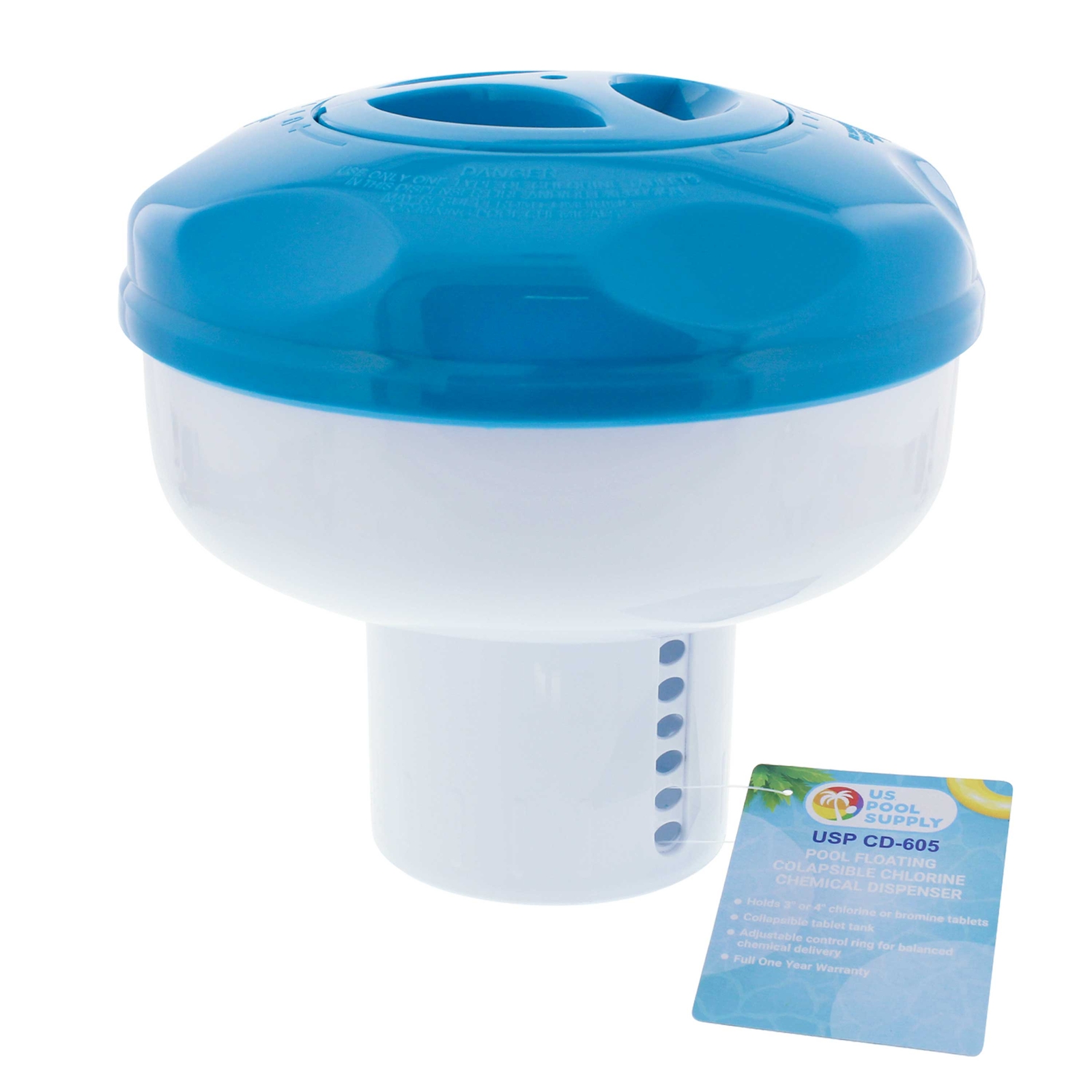 Floating 3&Prime; & 4&Prime; Tablet Pool Chemical 8&Prime; Dispenser with Collapsible Tank