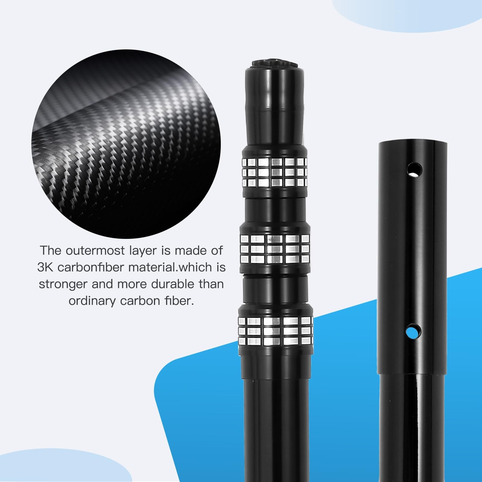 Bwrfoih Swimming Pool Pole Carbon Fiberpool Skimmer Pole Telescopic