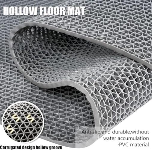Thick PVC Drainage Floor Mat Non Slip Flooring Mats Swimming Pool 3x10FT Grey