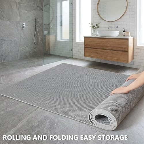 Thick PVC Drainage Floor Mat Non Slip Flooring Mats Swimming Pool 3x10FT Grey