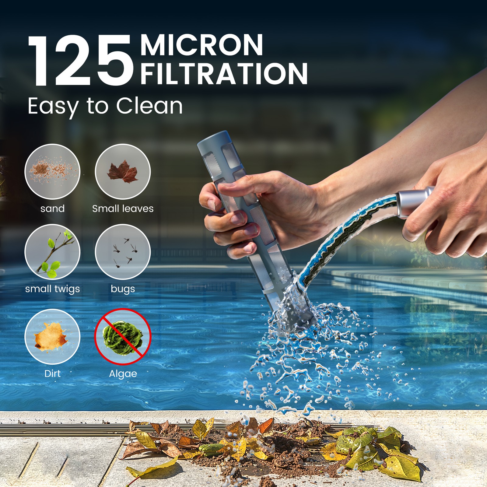 Rechargeable Pool Vacuum Handheld Cordless Hot Tub Pool Cleaner Vacuum 4000mAH