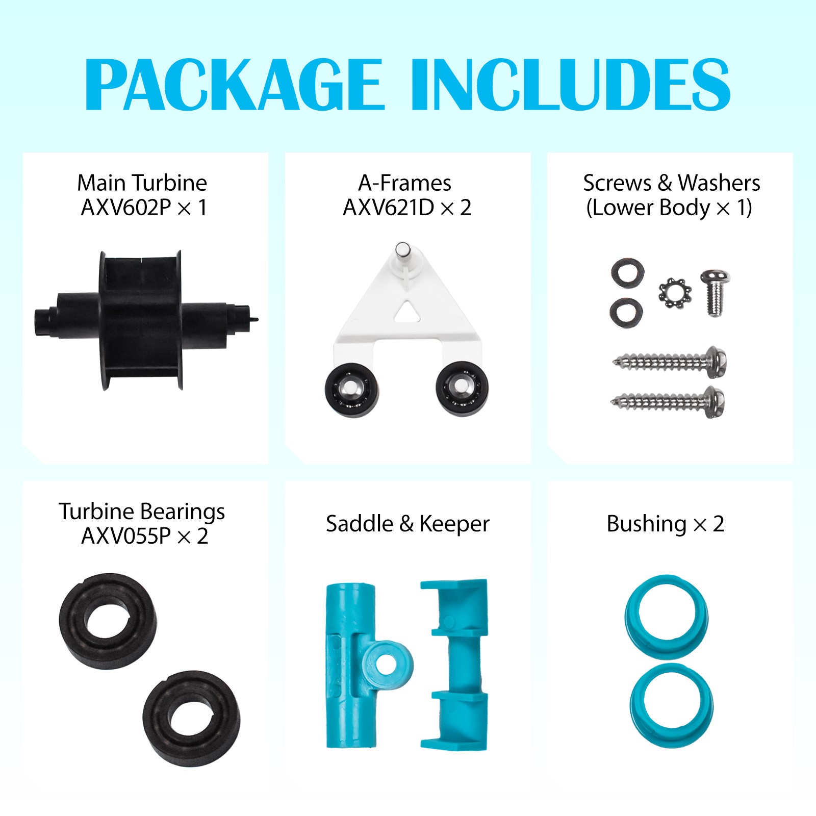 Pool Vac A-Frame Turbine Bearings Pod Kit for Hayward Pool Vac XL/Navigator Pro