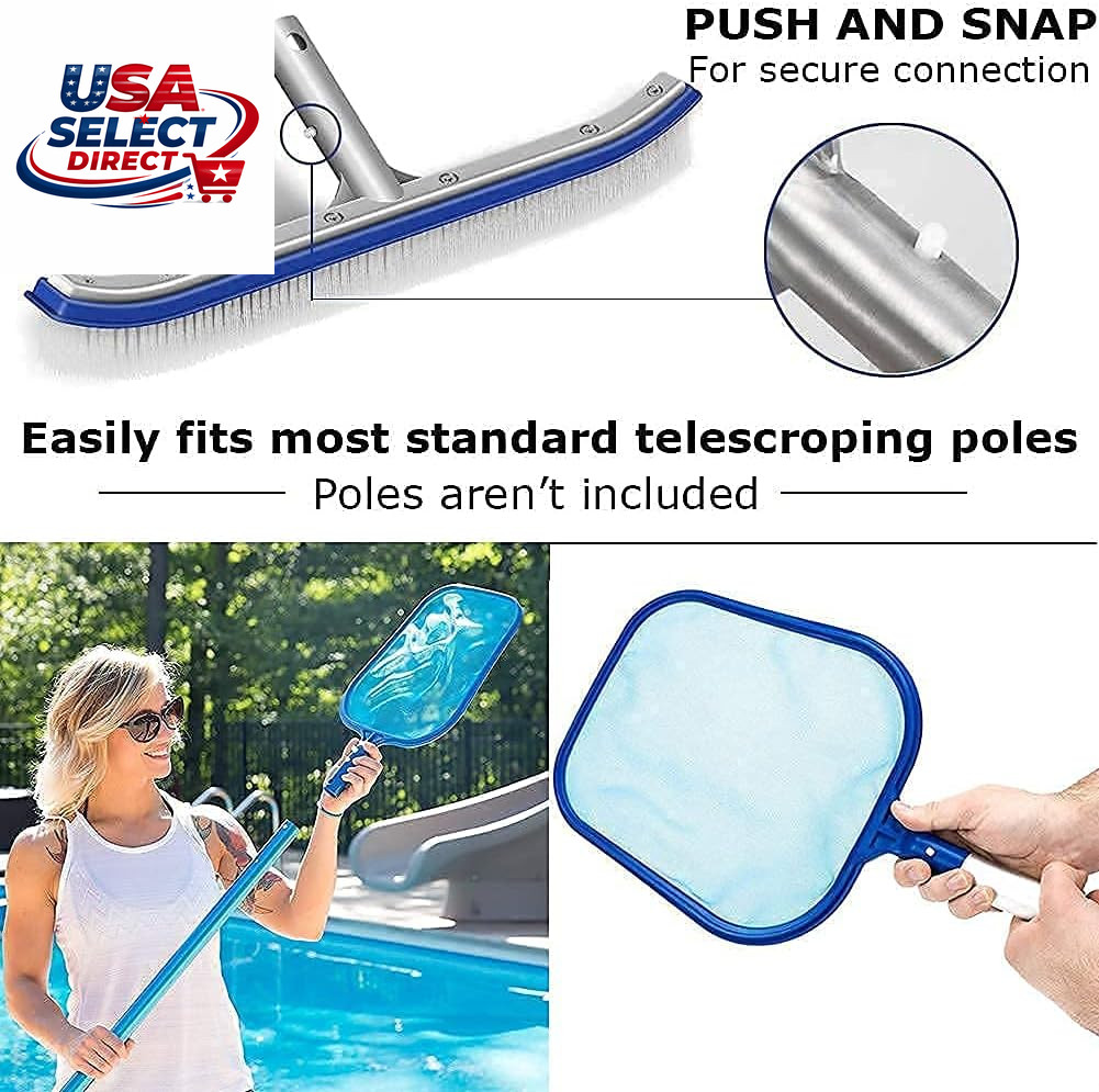 17.5&Prime; Pool Cleaning Brush & Skimmer Net Kit – Heavy Duty Supplies
